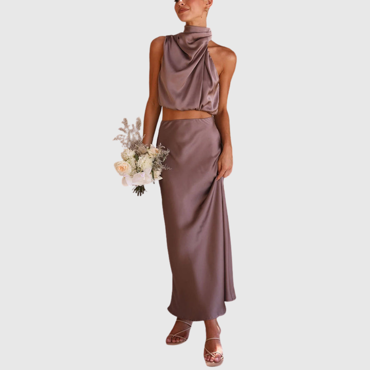Emily | Satin Drape Maxi Set