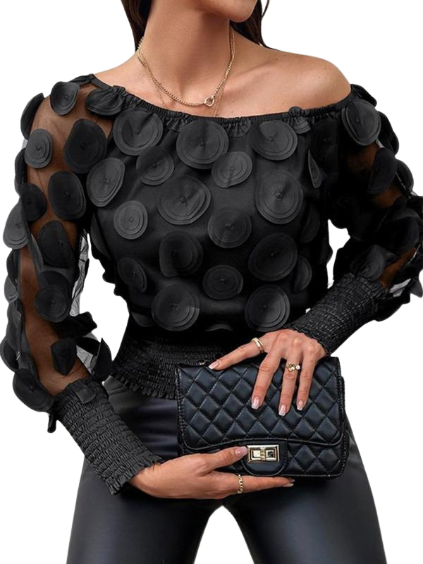 GWYN™ – Sheer Bishop Sleeve Blouse with Soft Shirred Detail