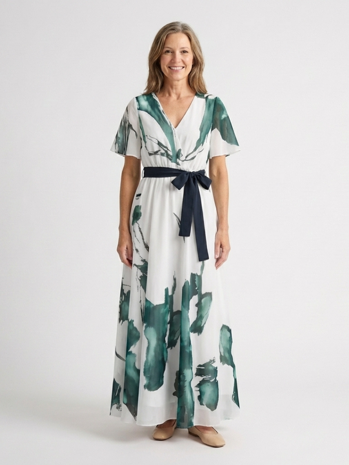 Madison - Flutter Sleeve Belted Maxi Dress