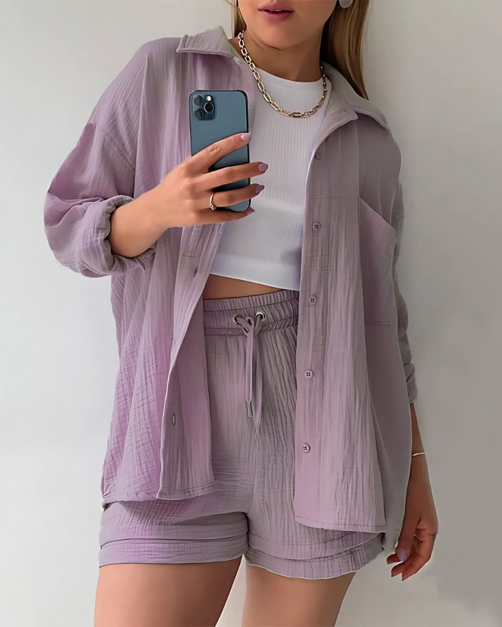 VERA™ – Modern Button-Up Shorts Set