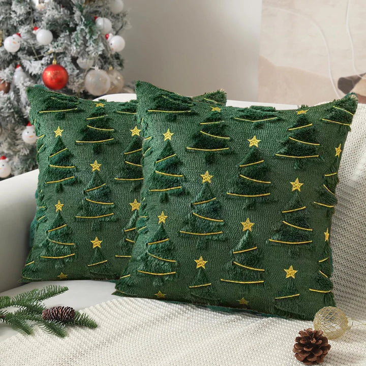 Starry Pinescape Pillow Cover