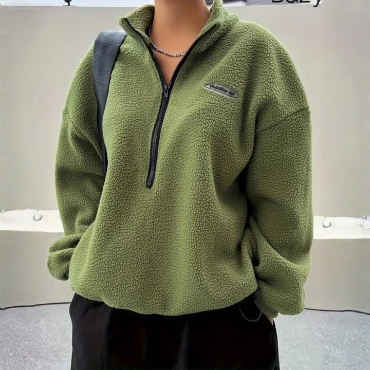 AVALANNA™ - Comfy Fuzzy Half Zip Long Sleeve Sweatshirt