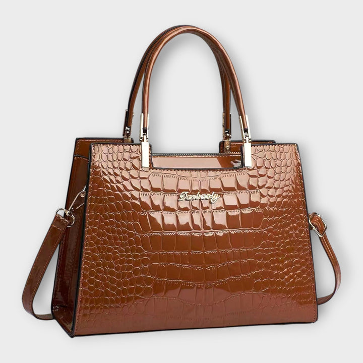 Maison Verdelle -  Shiny Crocodile Skin Pattern Handbag