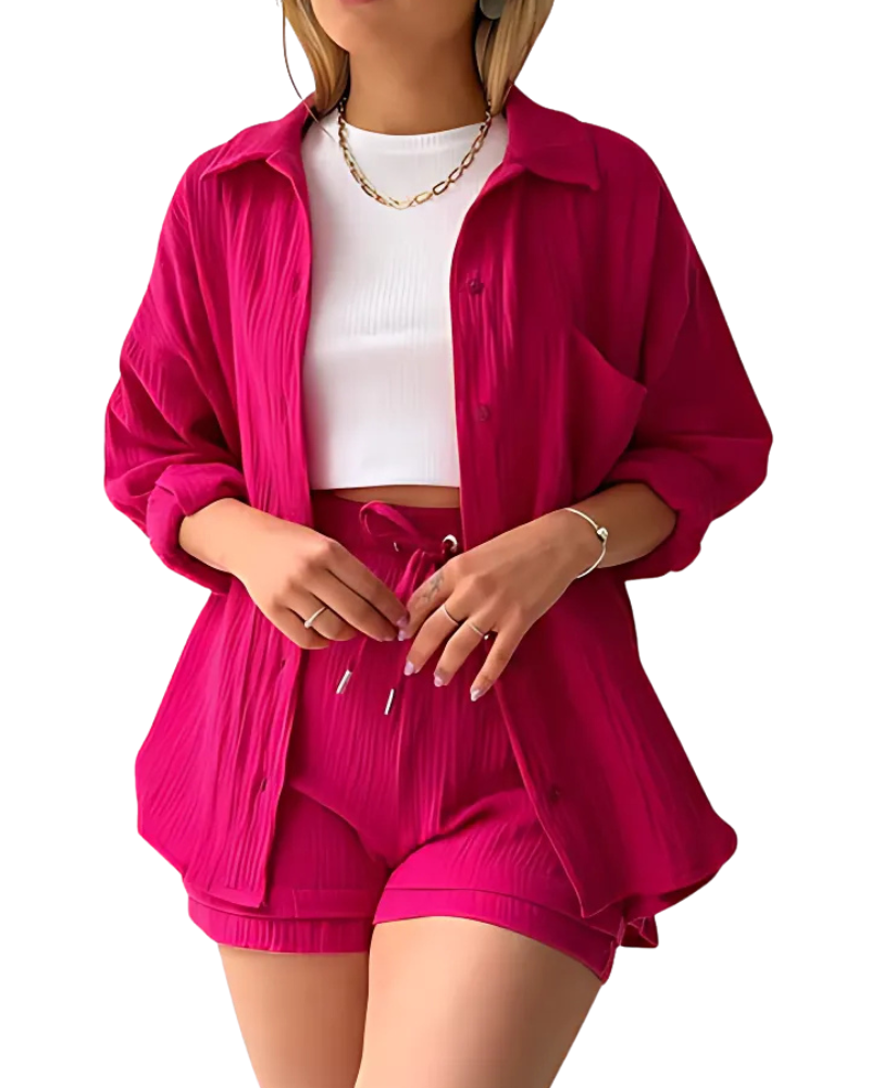 VERA™ – Modern Button-Up Shorts Set