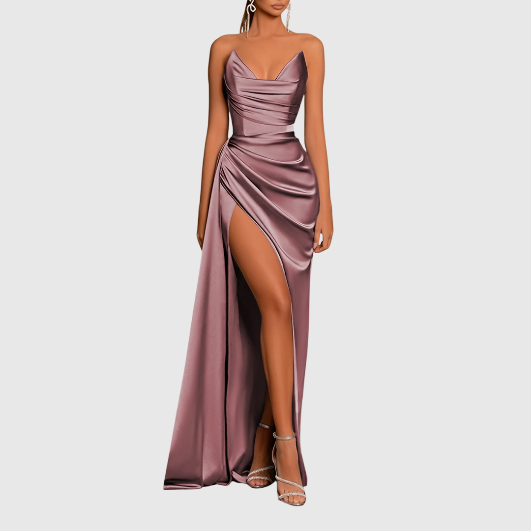 Evadne | Flowing Satin Maxi Dress