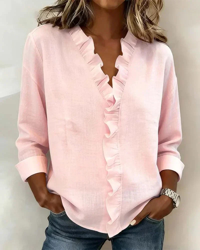 Delilah - Ruffled V-Neck Blouse