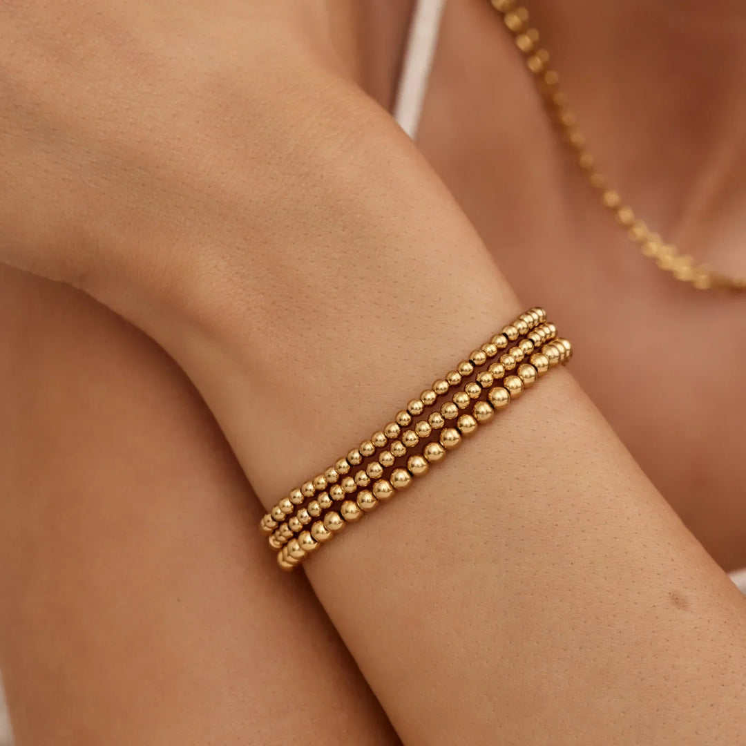 433 Gold Beaded Bracelet Stack