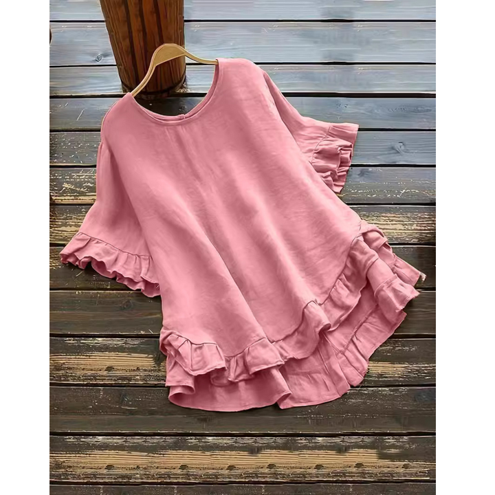 EVITA™ - Simple Plus Size Ruffle Hem Summer Blouse