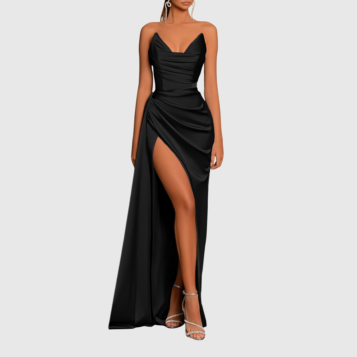 Evadne | Flowing Satin Maxi Dress