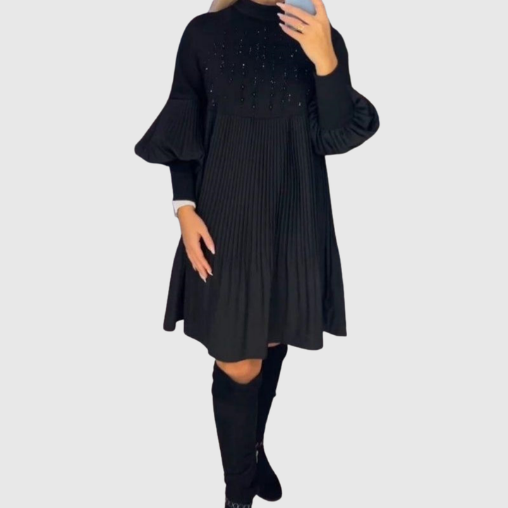 Elodie | Pleated Puff-Sleeve Gown