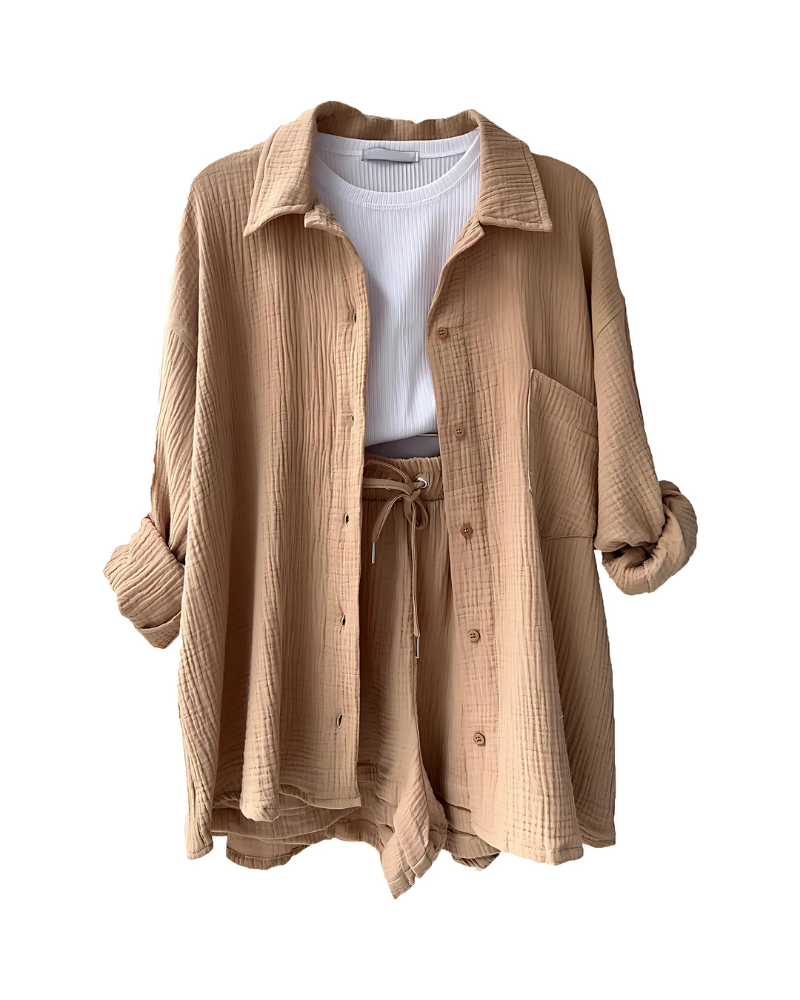 VERA™ – Modern Button-Up Shorts Set