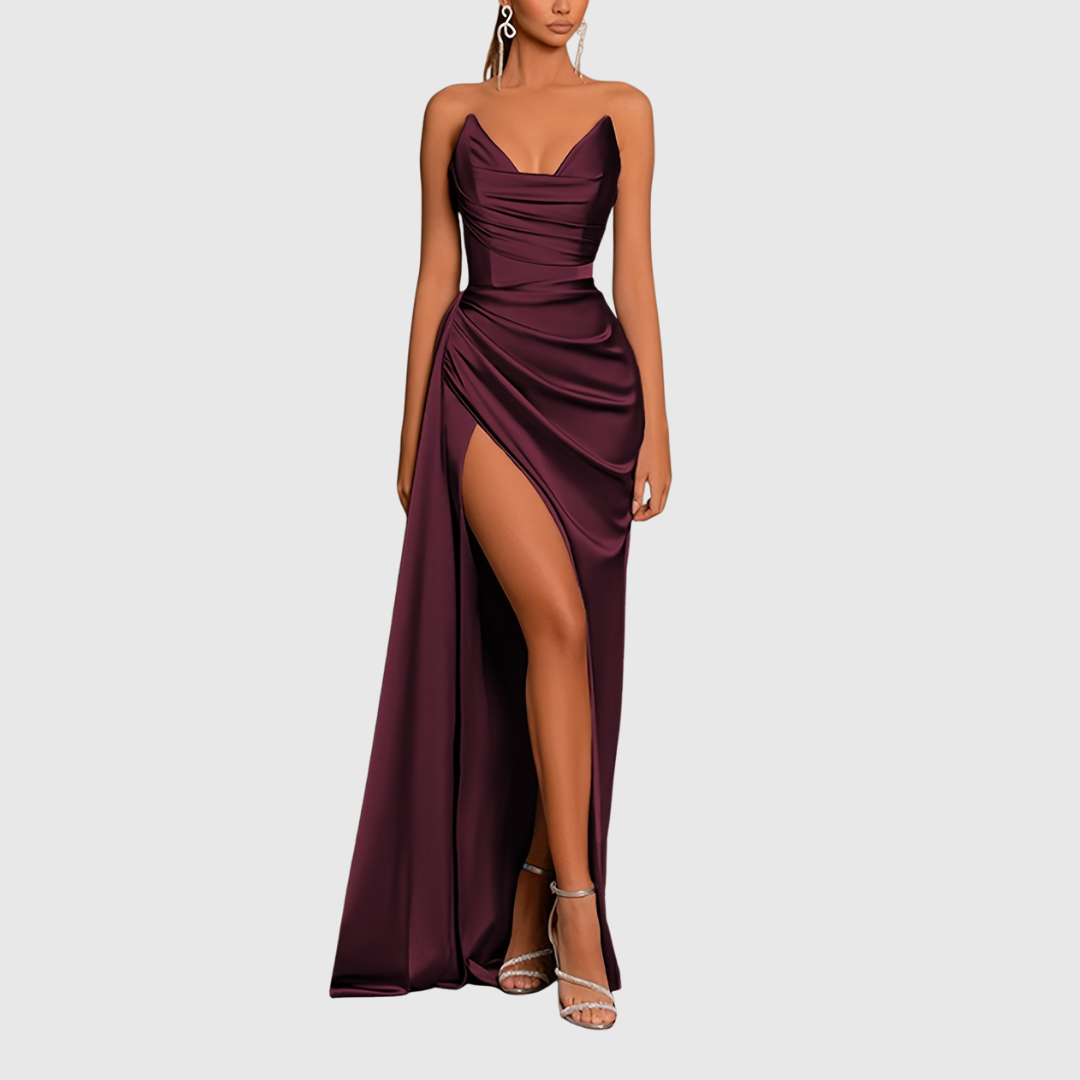 Evadne | Flowing Satin Maxi Dress