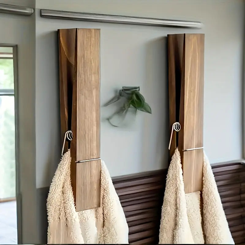 Timber Oversized Wooden Towel Clamp Set
