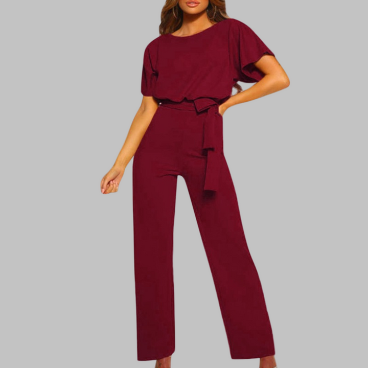 WANNON™ - Casual Tie Front Batwing Sleeve Jumpsuit