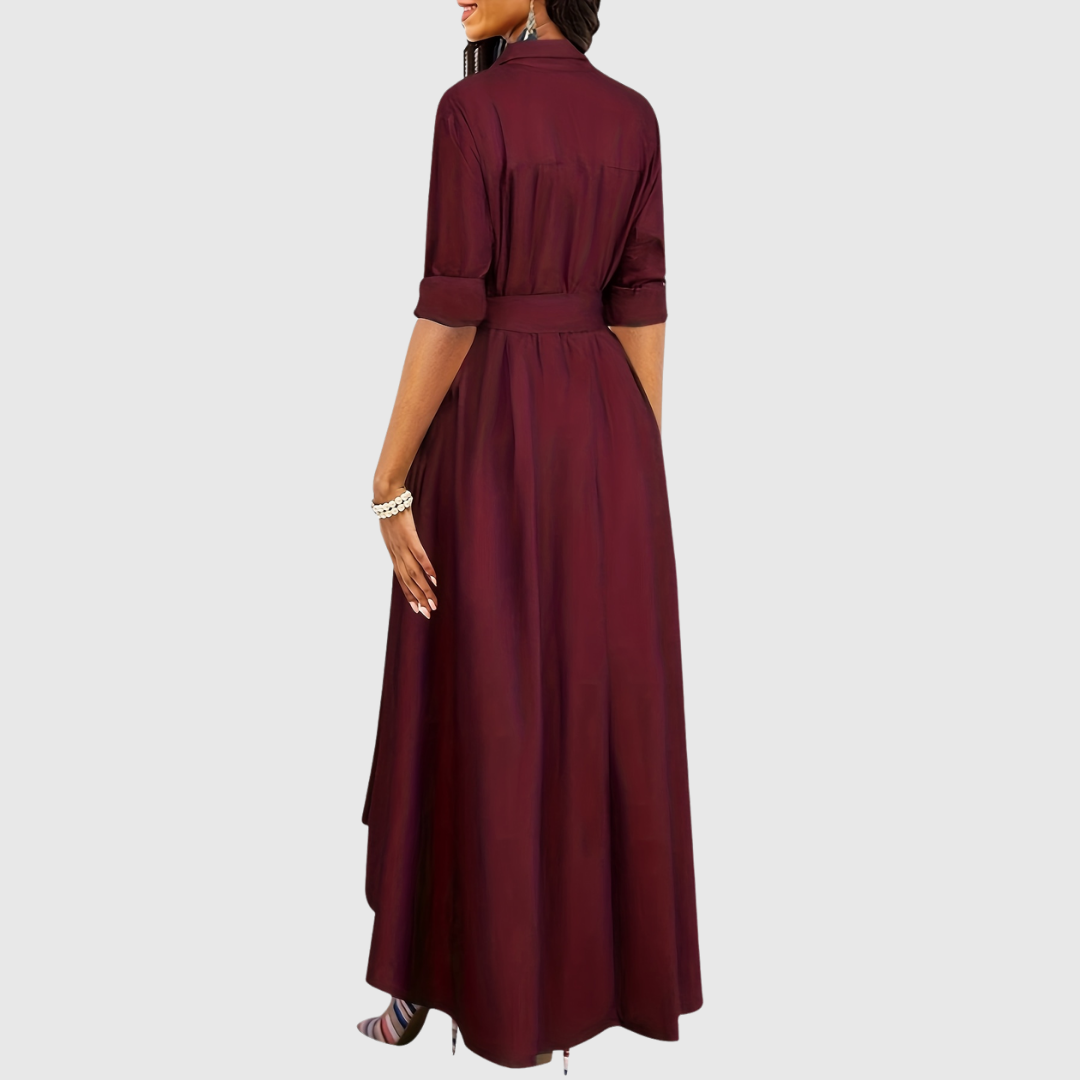 Livienne | Elegant Button-Front Maxi Dress