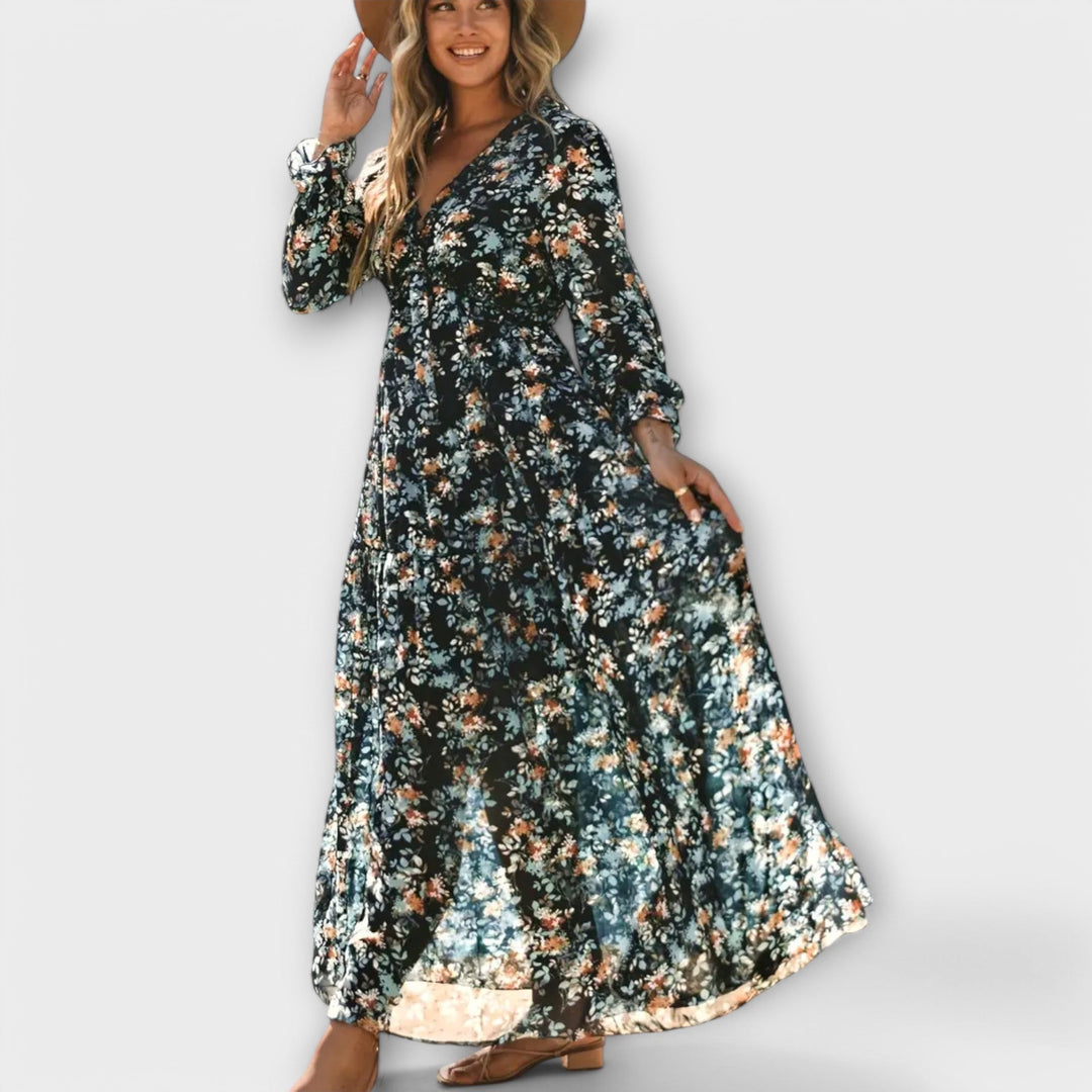 Maya | Floral V-Neck Maxi Dress