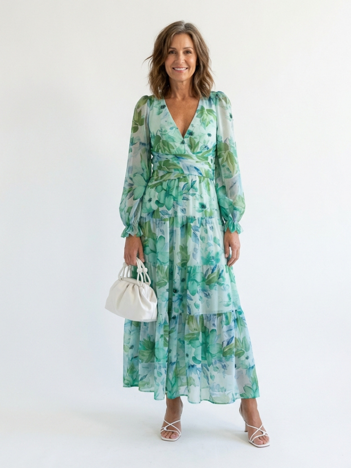 Althea - Long Sleeve Floral Maxi Dress