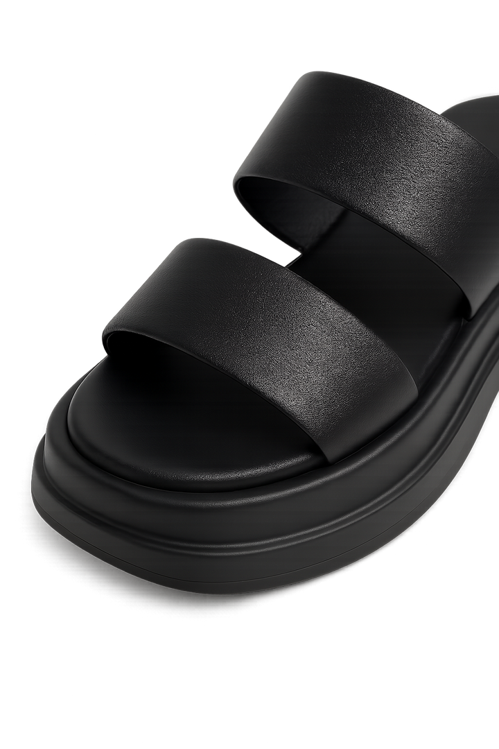 Calf Leather Sandals – Chunky High Heel