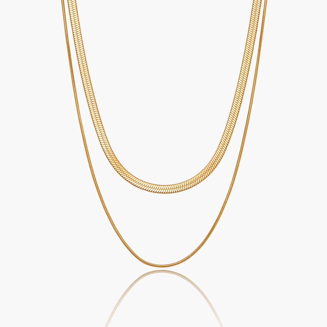 Double Snake Chain Layered Necklace