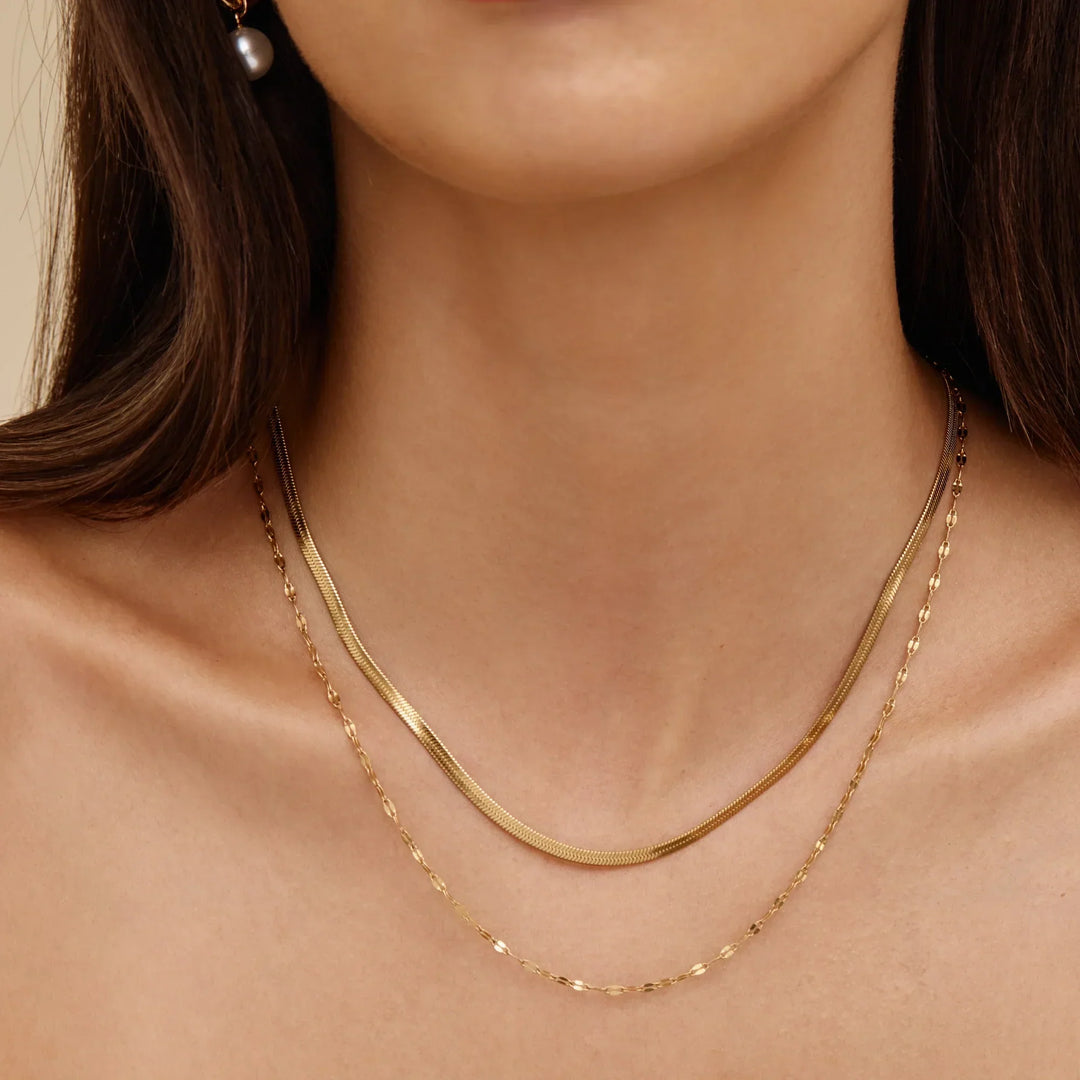 Snake & Sequin Chain Layered Necklace