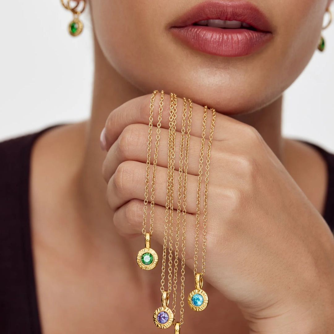 Crushed Birthstone Pendant Necklace
