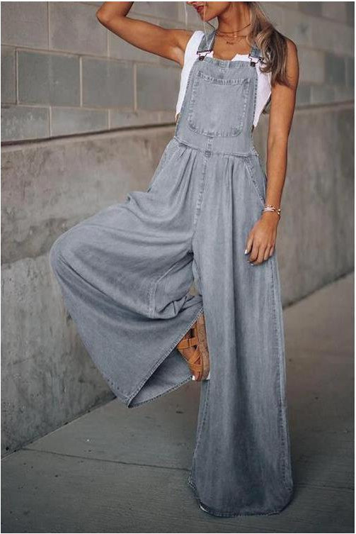 URA™ - Vintage Wide Leg Fashion Jumpsuit