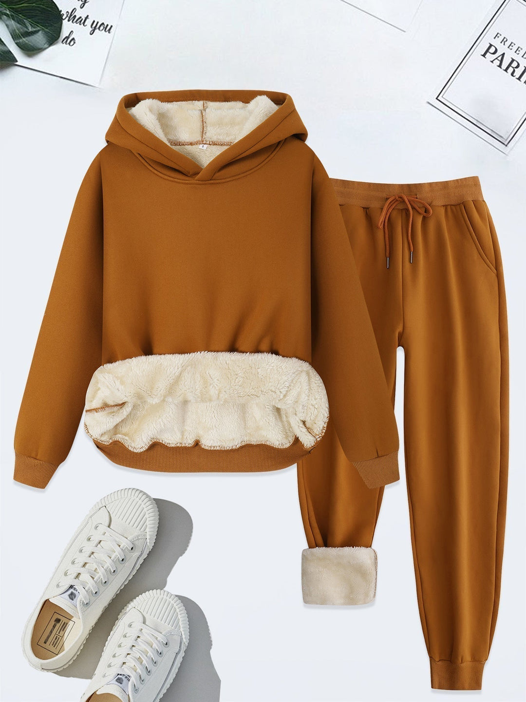 FORDA™ - Cozy Solid Color Hoodie and Drawstring Pants Set