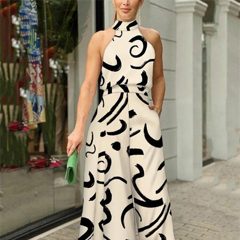 QIANA™ - Elegant Wide Leg Neck Tie Sleeveless Summer Jumpsuit