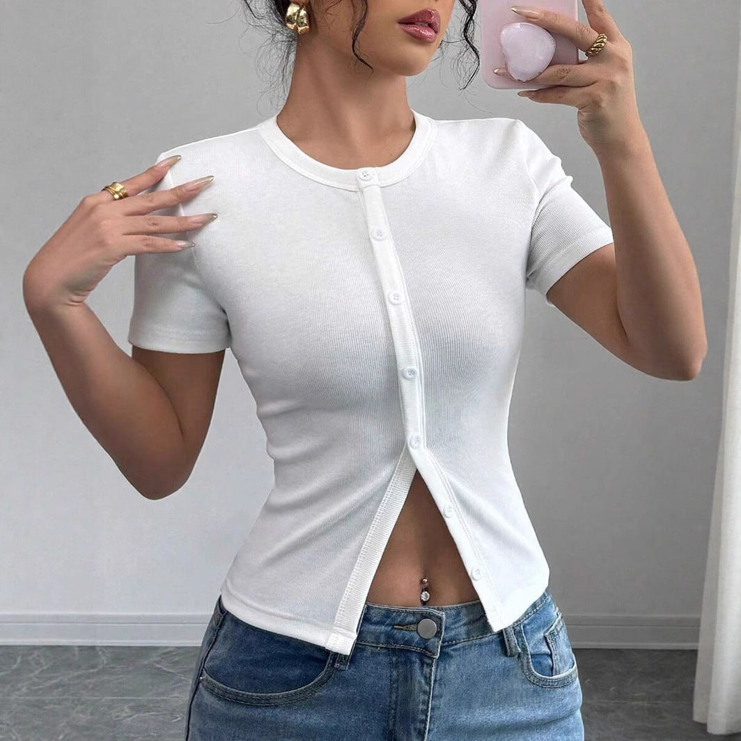 HATI™ - Relaxed Summer Short Sleeve Buttoned Top