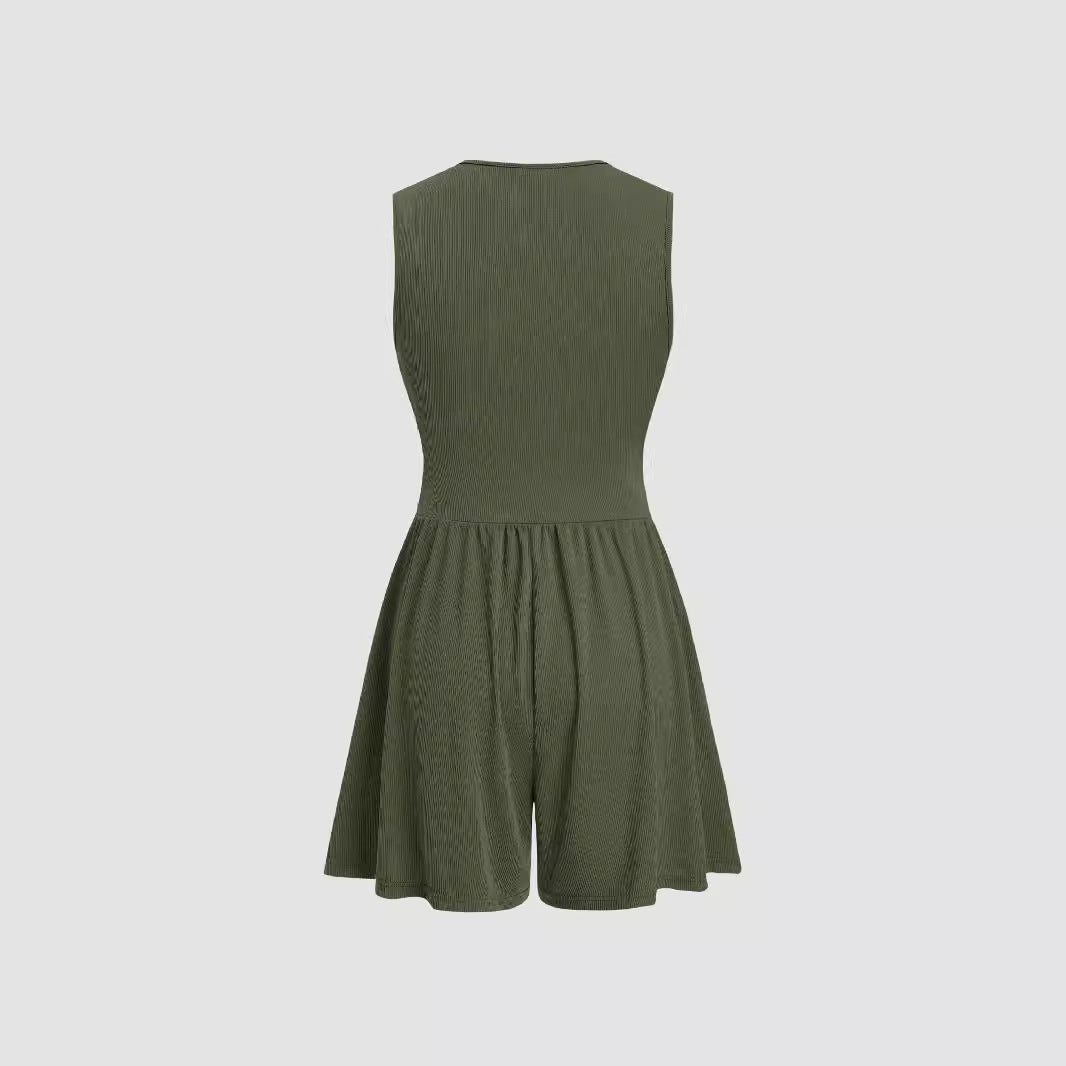 PARIS™ - Chic V-Neck Sleeveless Overall Romper
