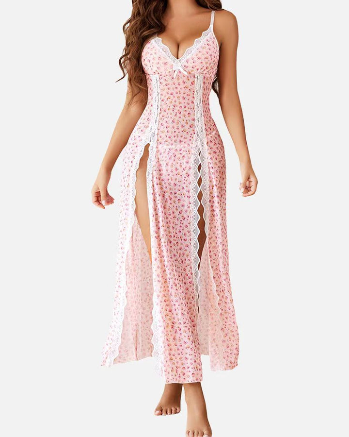 LUZY™ - Casual V-Neck Lingerie Maxi Nightdress