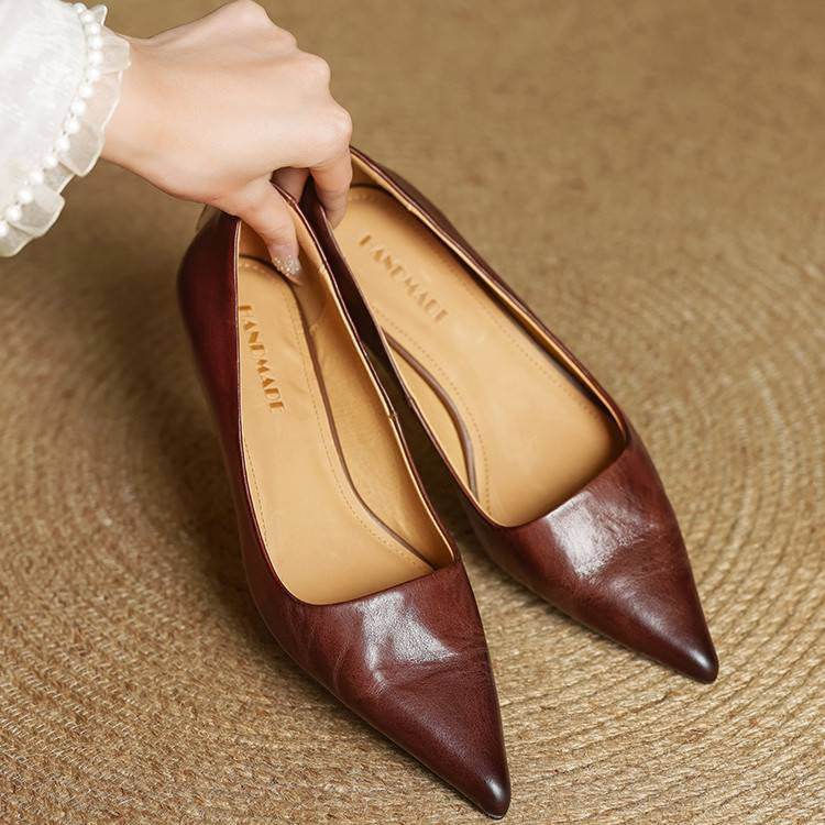 Sarah | Refined Pointed Toe Leather Pumps