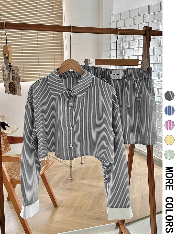 EMERSYN™ - Casual Collared Long-Sleeve Co-Ord Set