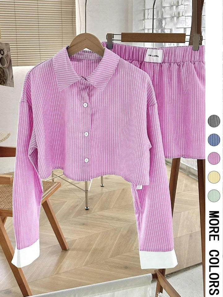 EMERSYN™ - Casual Collared Long-Sleeve Co-Ord Set