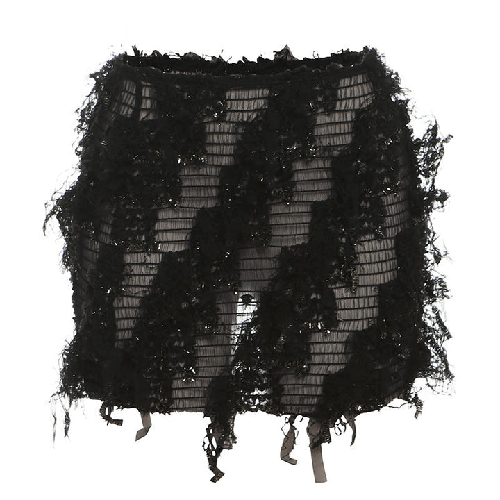 MARIA™ – Chic Fringe Detail High-Waist Mini Skirt