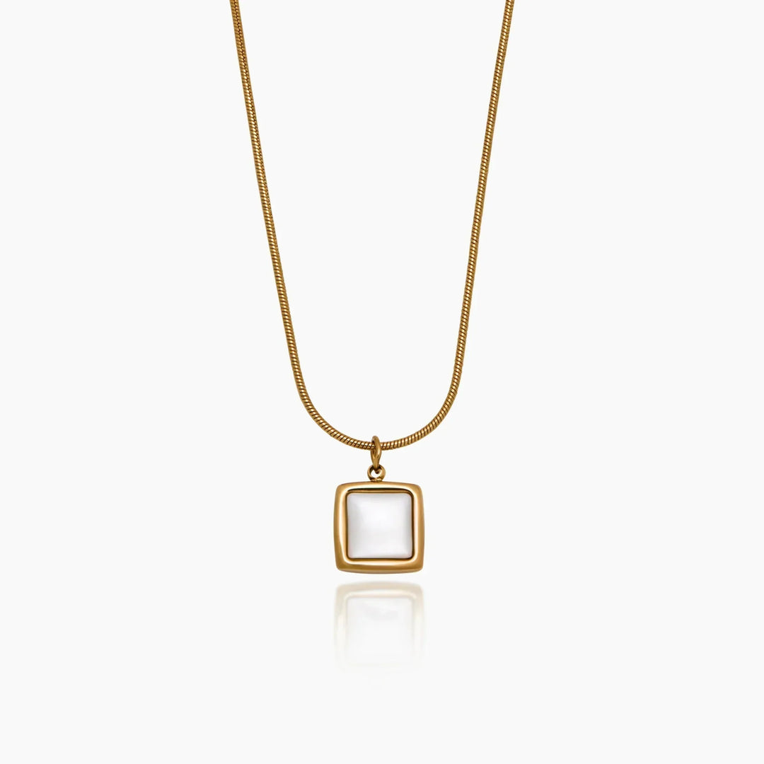 Mother of Pearl Square Pendant Necklace