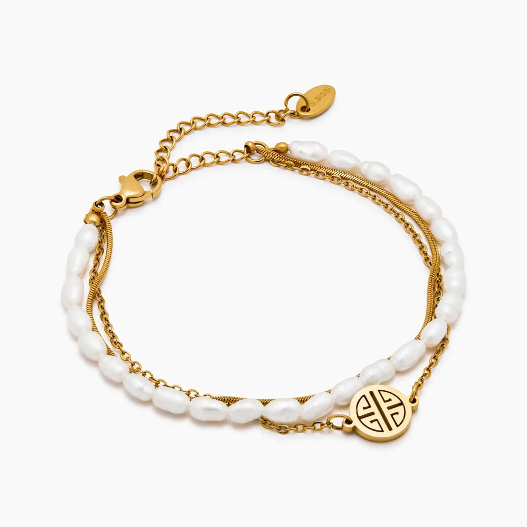Sunshine Layered Pearl & Gold Bracelet