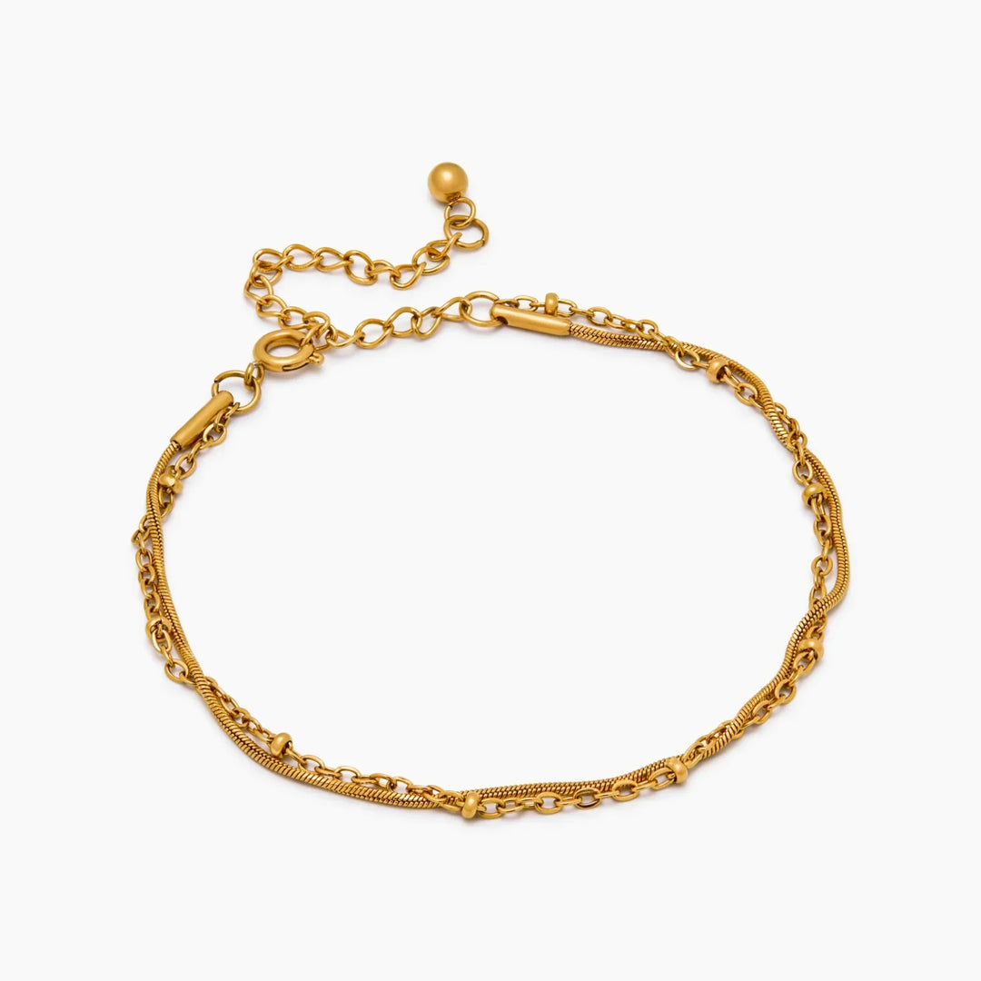 Beaded & Snake Chain Layered Bracelet