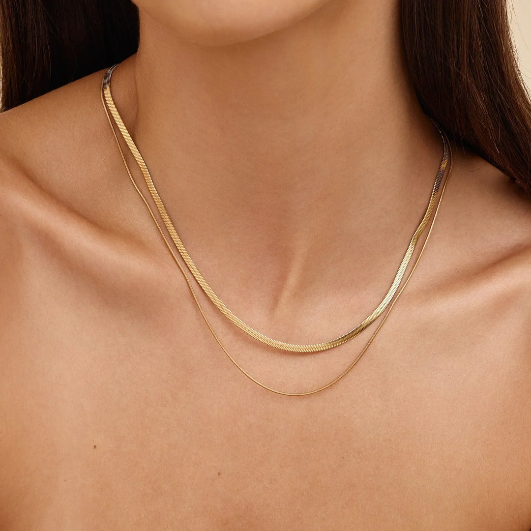 Double Snake Chain Layered Necklace