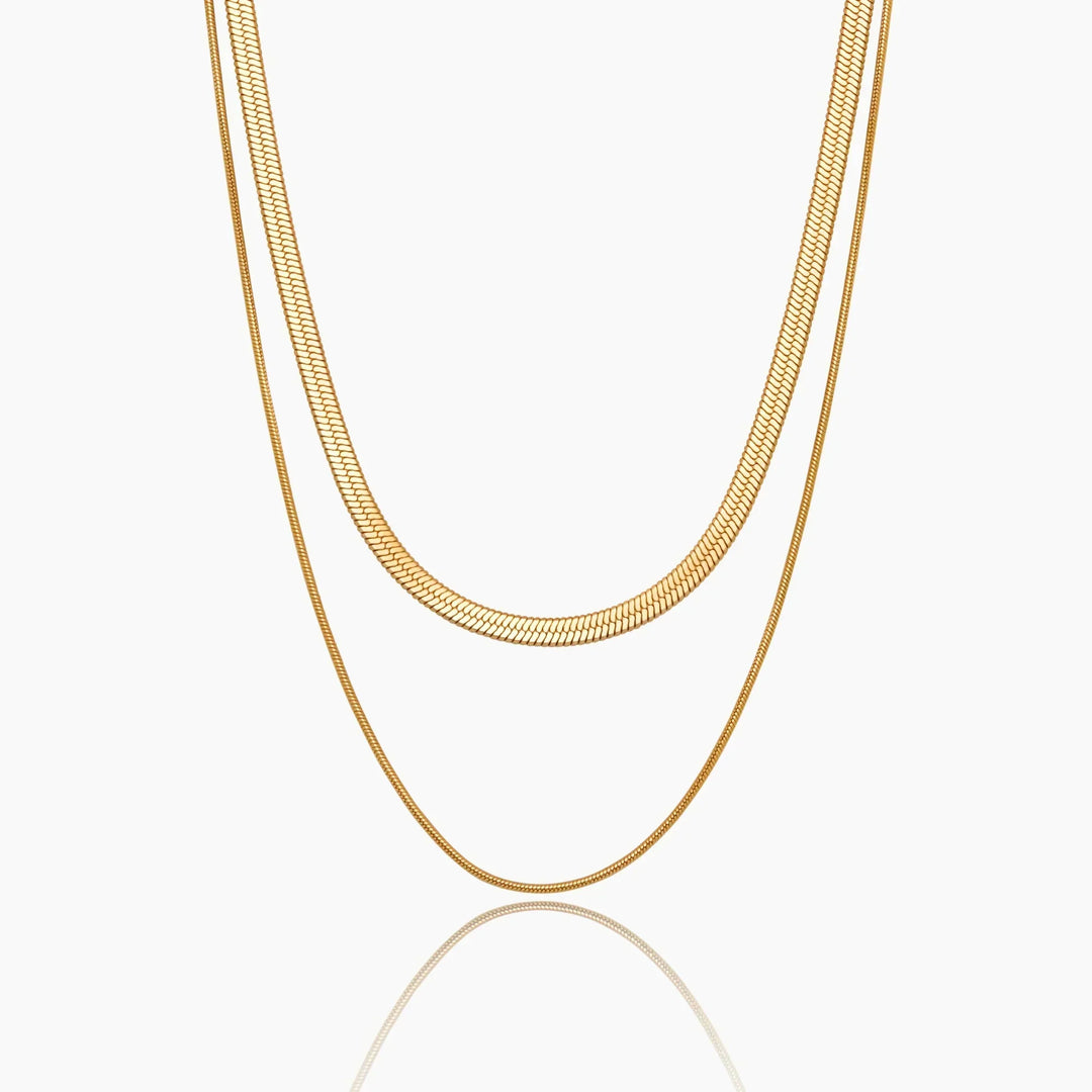 Double Snake Chain Layered Necklace