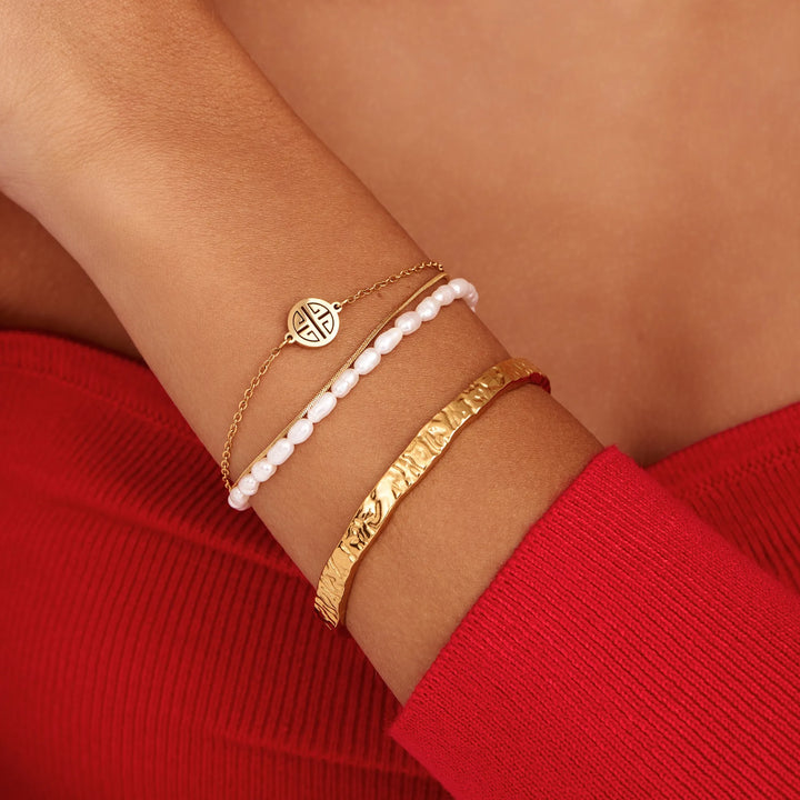 Sunshine Layered Pearl & Gold Bracelet