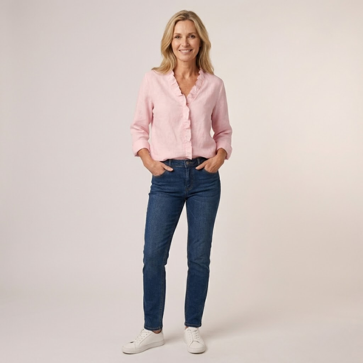Delilah - Ruffled V-Neck Blouse