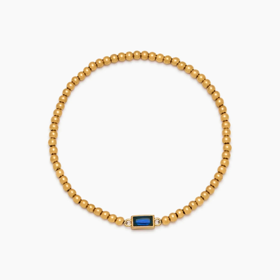 Gold Beaded Birthstone Bracelet