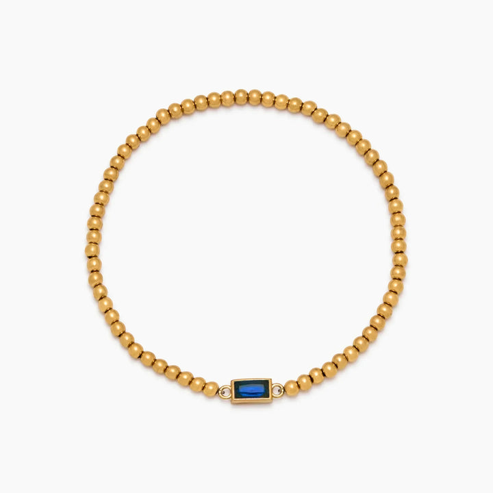 Gold Beaded Birthstone Bracelet