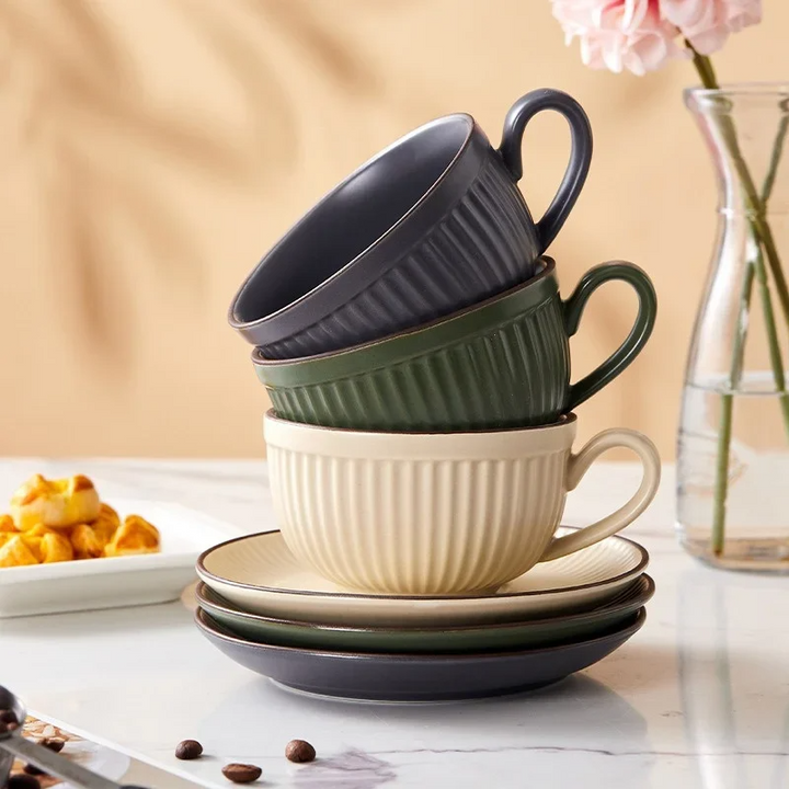 Emberware Ribbed Ceramic Mugs