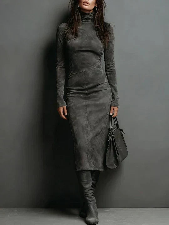 Selwynne | High-Neck Suede Maxi Dress
