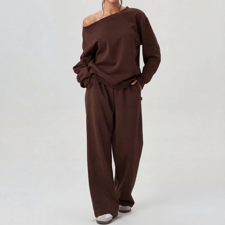 NELIA™ - Casual One-Shoulder Long Sleeve Two-Piece Set