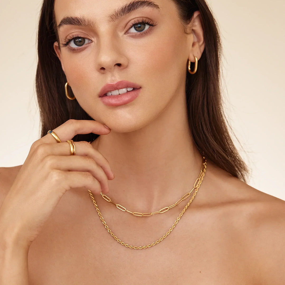 Paperclip & Rope Chain Layered Necklace