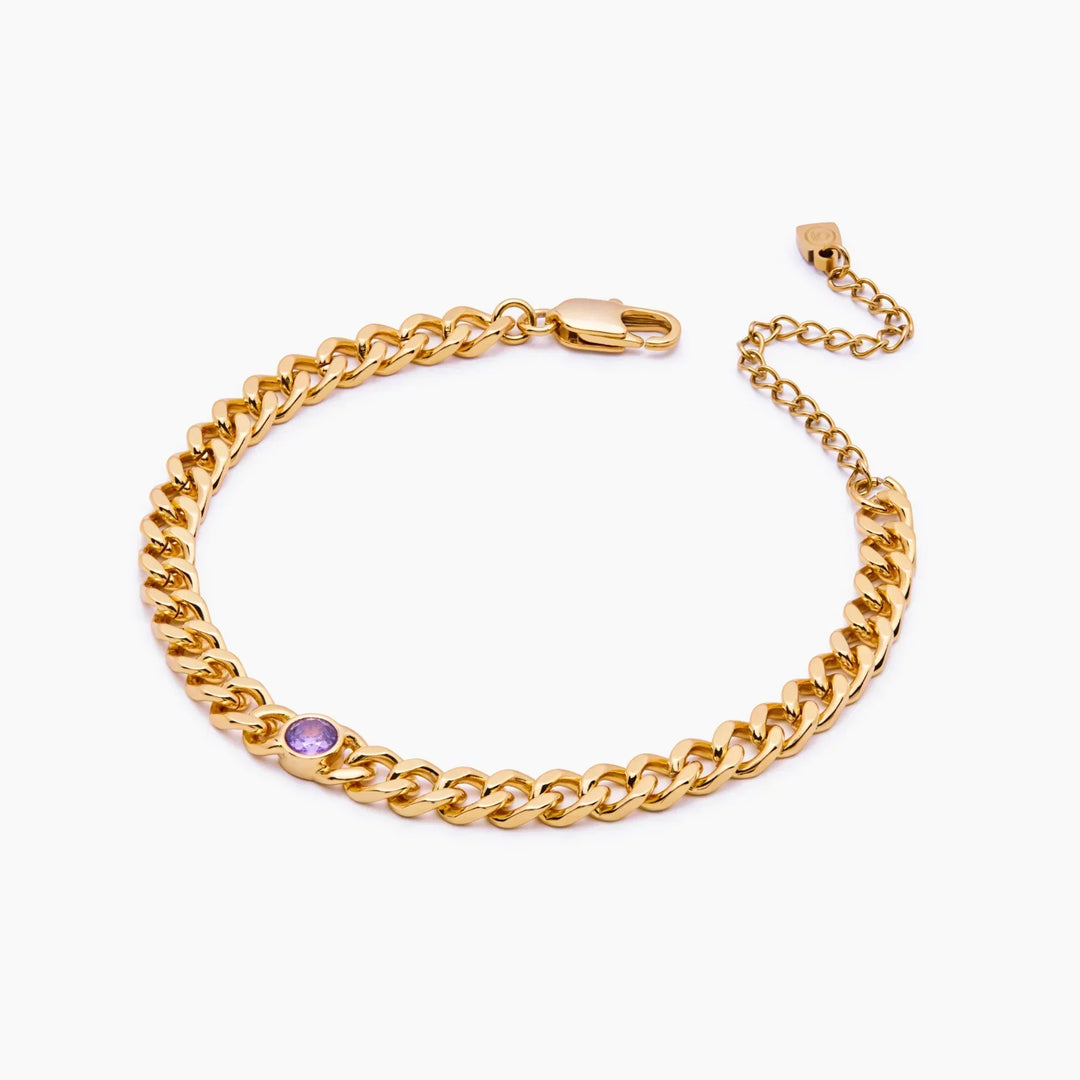 Curb Chain Birthstone Bracelet