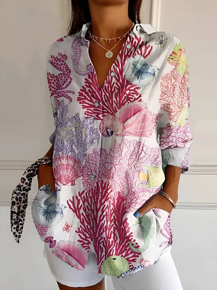 MELODIE™ – Elegant Floral Button Shirt